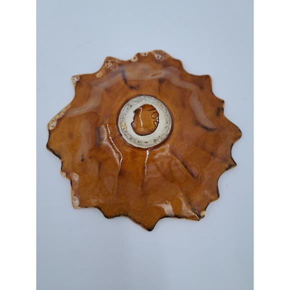 Vintage #702 Ceramic Pottery Yellow Red Flower Decorative Trinket Dish 7" Length - Picture 4 of 8